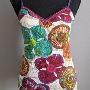 MULTICOLOR FLORAL TANK TOP W/ BUILT IN BRA